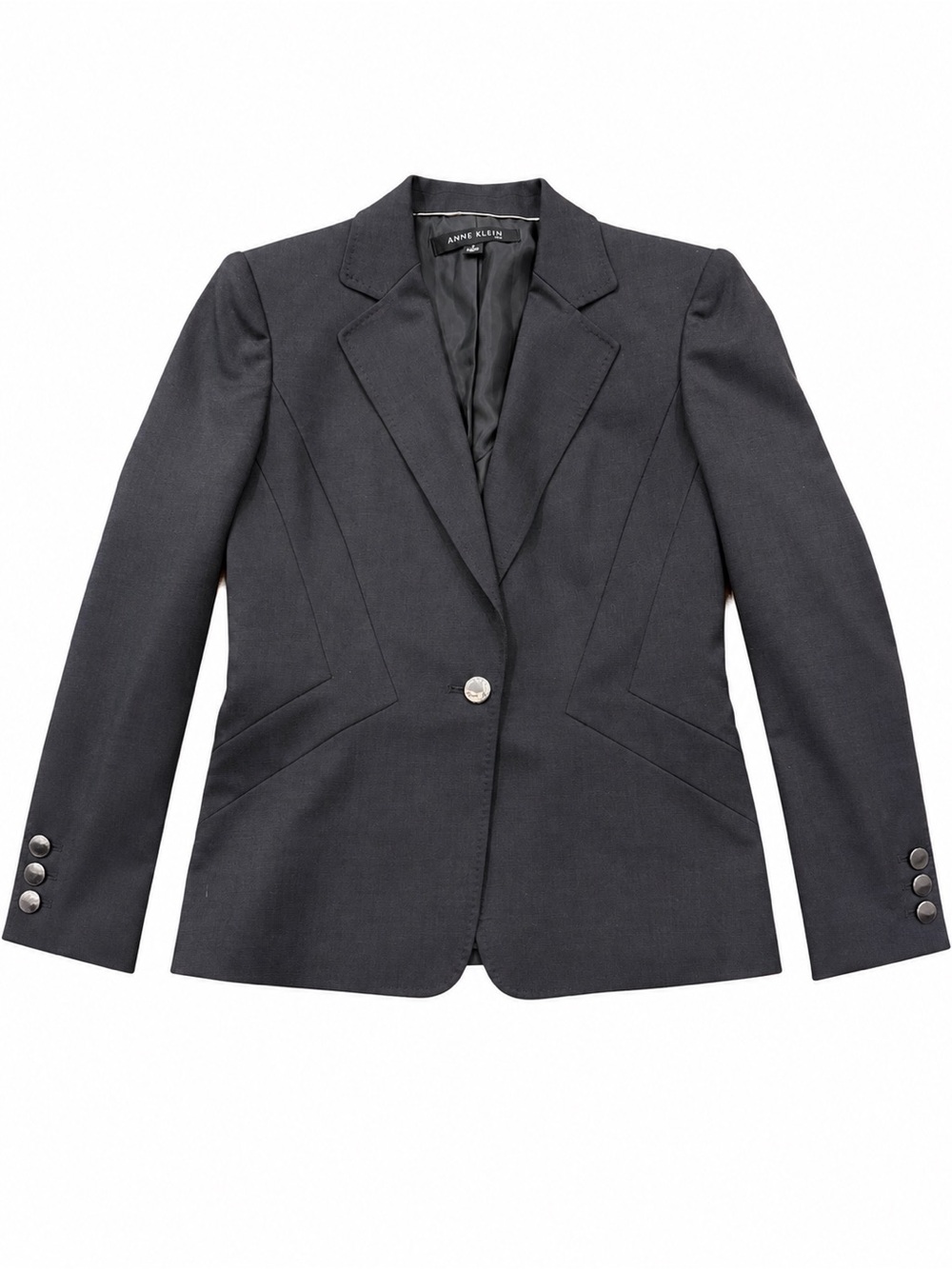 Anne Klein Charcoal Gray Tailored One Button Blazer Size 4 NWOT